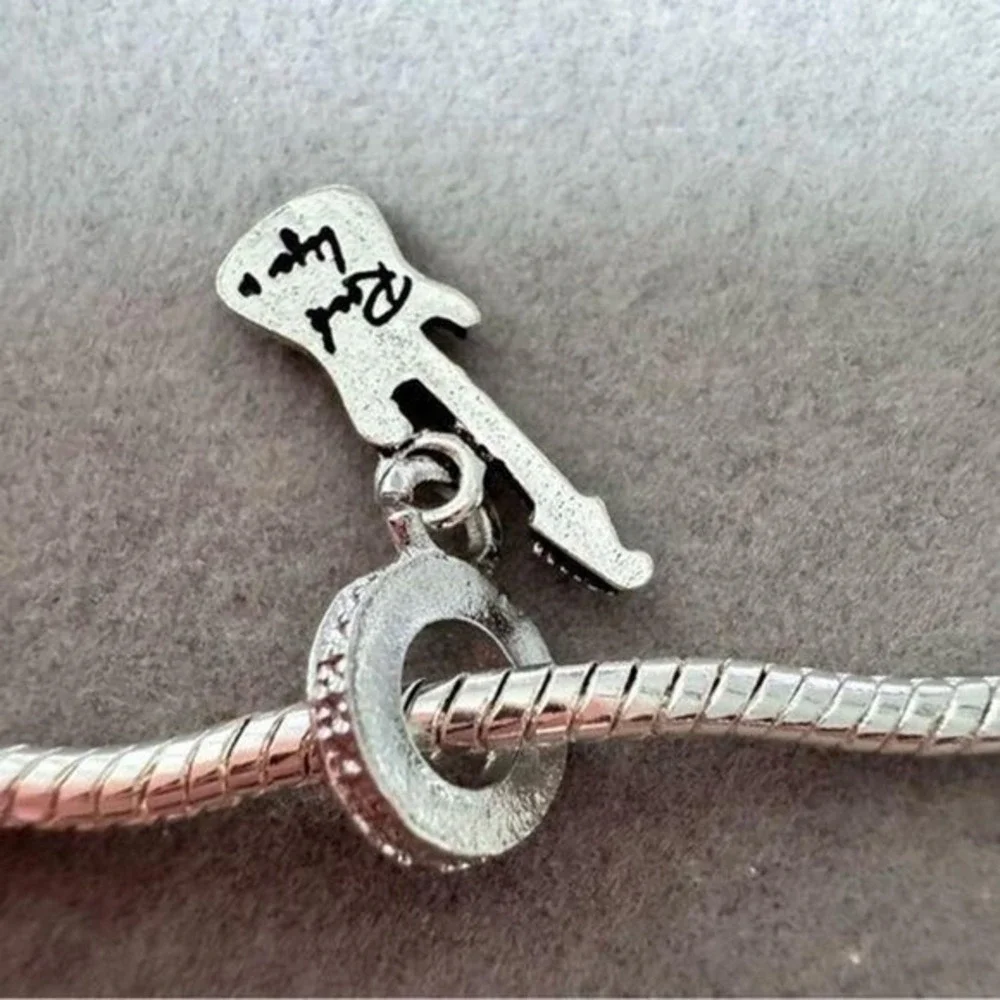 Silver Dangle Guitar European Charm‎ fits PANDORA